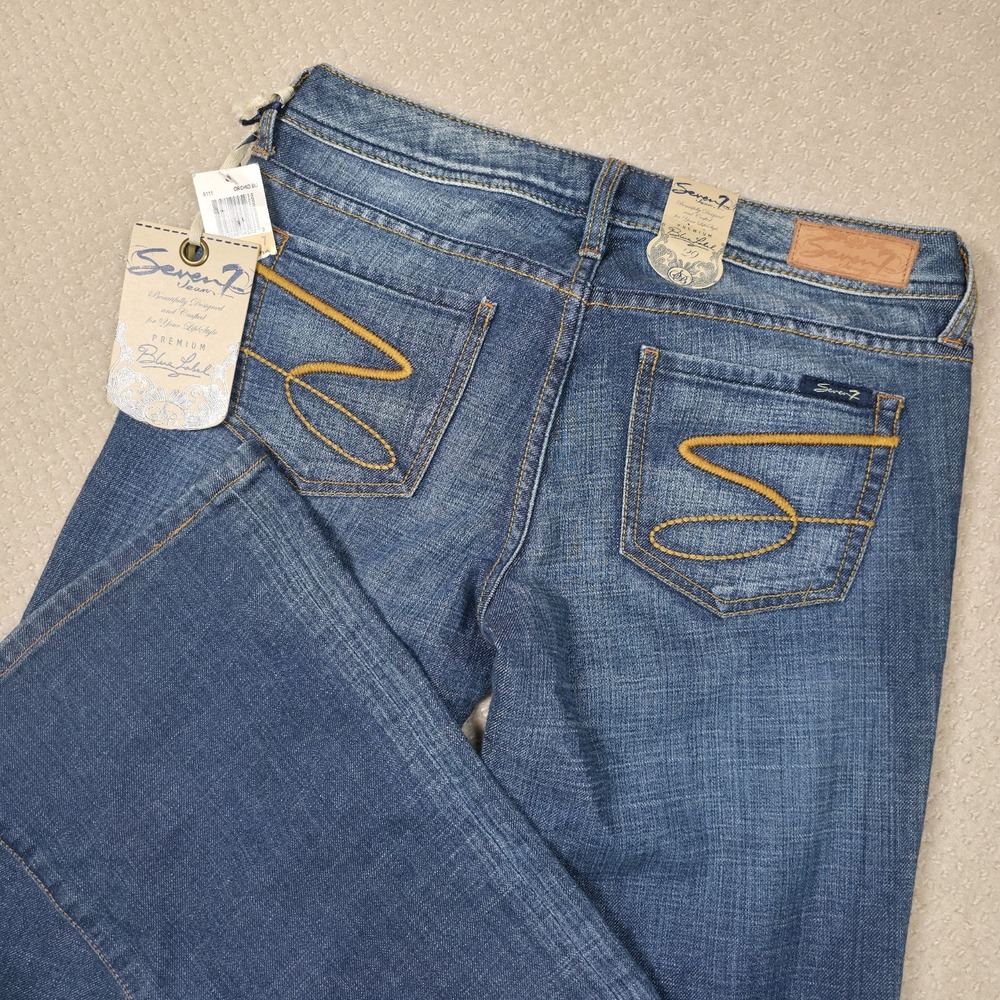 NWT Seven7 Premium Blue Label Flare Jeans Sz 29/7 Low Rise Y2K 2000s Bell Bottom